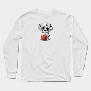 Dalmatian Puppy Dog Playing With Basketball Long Sleeve T-Shirt